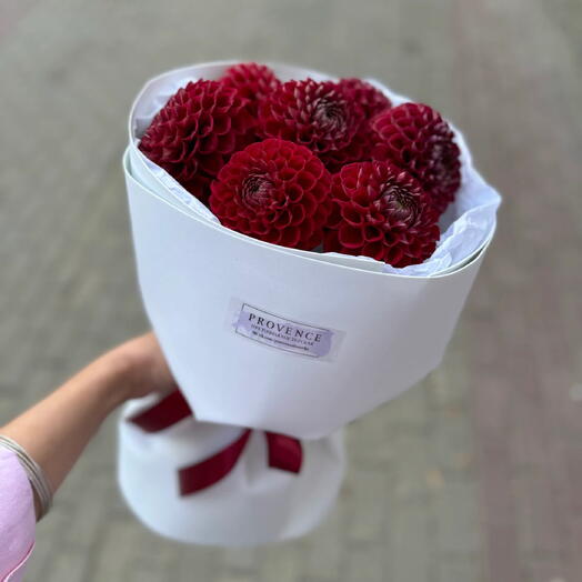 Георгины в букете (бордовые)
