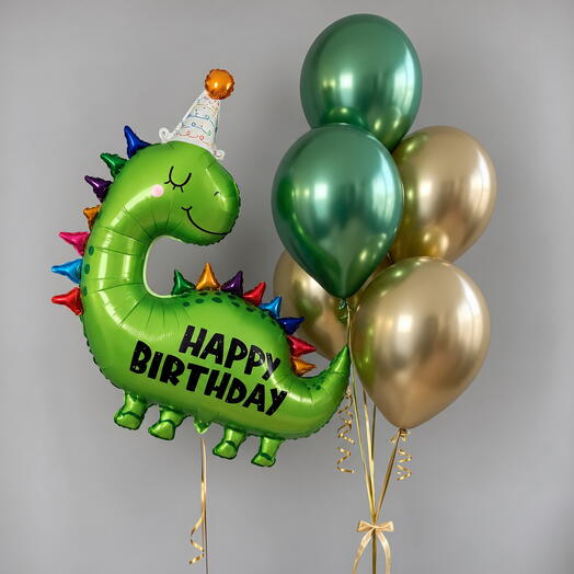 🦖 Набор воздушных шаров «Динозаврик Happy Birthday»