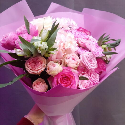 Букет с розовой гортензией 🌸