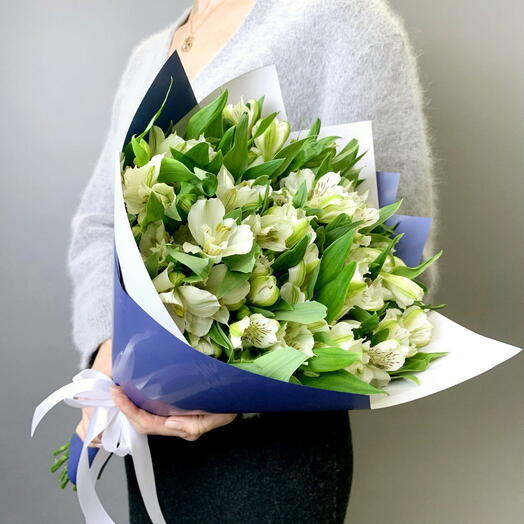 Букет из белой альстромерии les fleur (В0027)