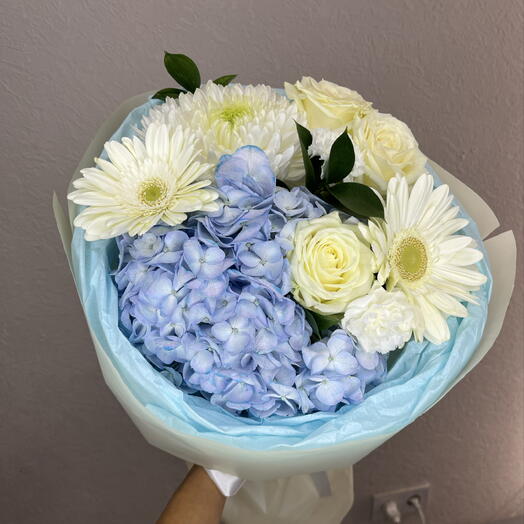 Голубое облако, авторский букет с гортензией 🌸