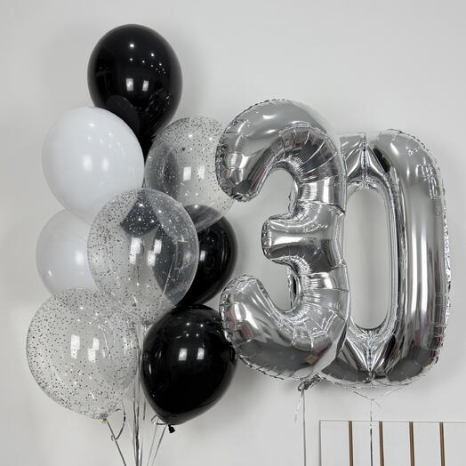 Шары на 30 лет серебро