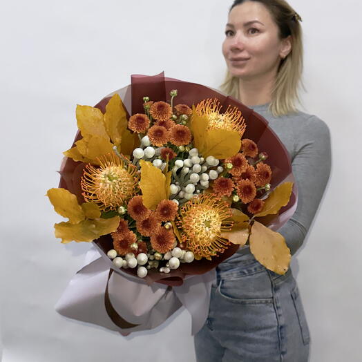 Авторский, осенний букет с экзотическими цветами 🍁