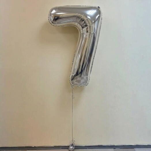Шар цифра 7 серебро 102 см