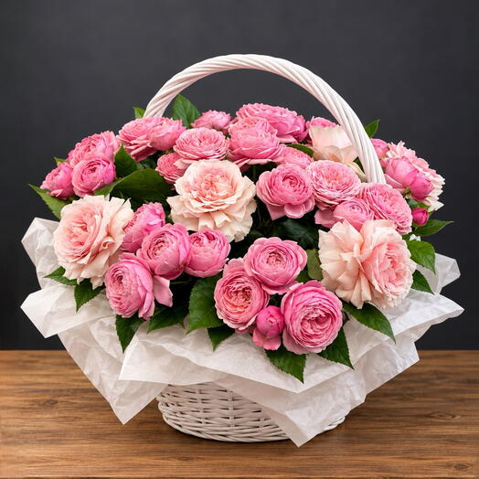 Роскошная композиция роз «Pink Garden Romance»