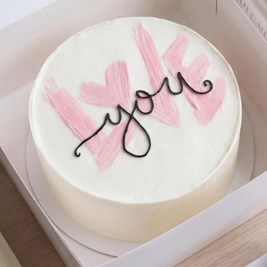 Подарок любимой: торт( 800гр) «Love you» с розовыми мазками