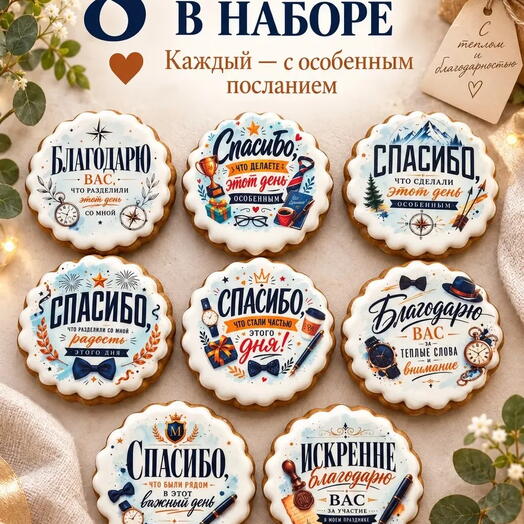 Пряники «Спасибо, что стали частью этого дня», 8 штук