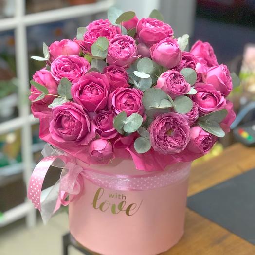 Box of peony roses