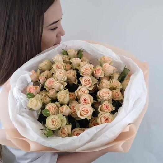 Bush rose in delicate colors