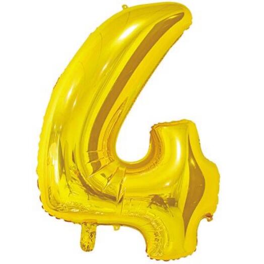 Шар цифра "4" с гелием золото, Gold