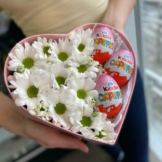 Flowers in a box with kinder