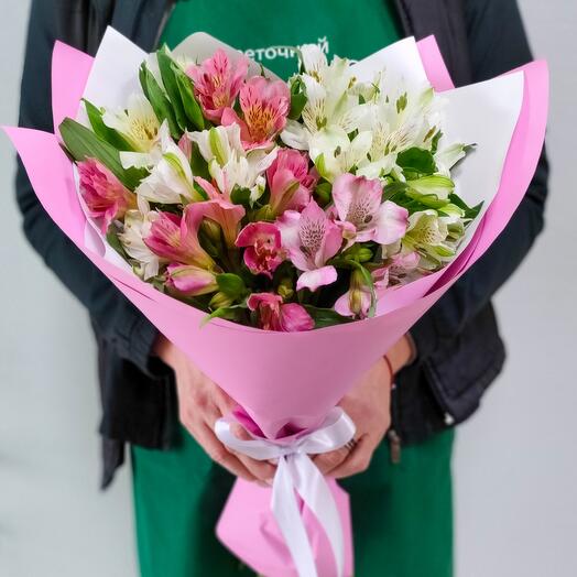 Ramo de alstroemeria rosa y blanca