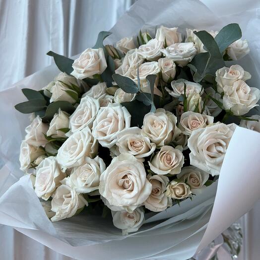 15 rosas de arbusto cremoso (Bouquet N18)