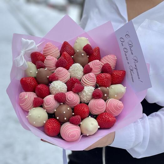Three Chocolates with Raspberries