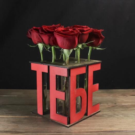 9 red roses in flasks * FOR YOU*