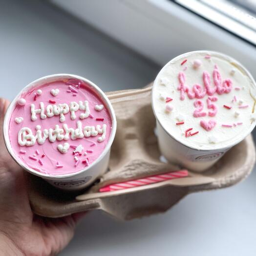 Бенто торт в стакане happy birthday
