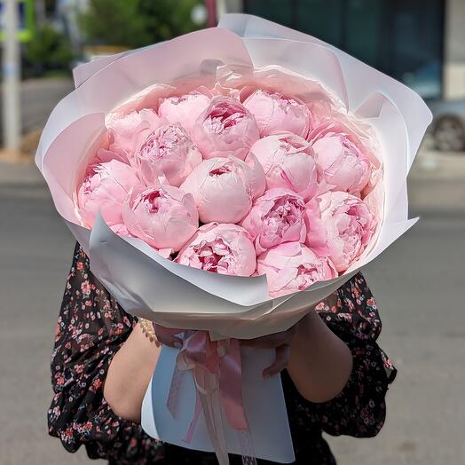 Розовые пионы (15 шт)