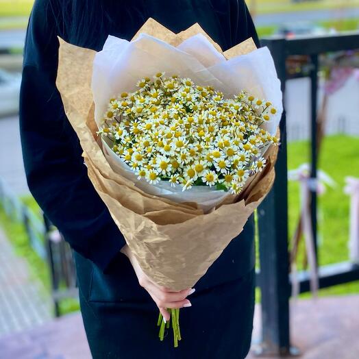 Bouquet of field daisies in craft