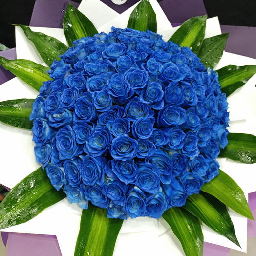 100pcs blue rose bouquet