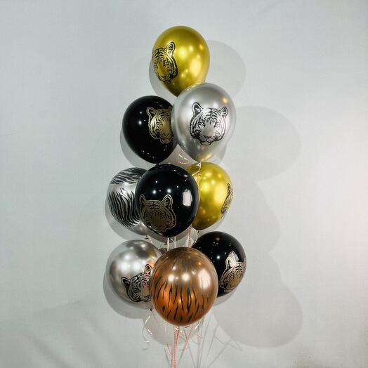 Balls with tigers 9 pcs