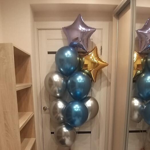 Фонтан из 9 гелиевых шаров