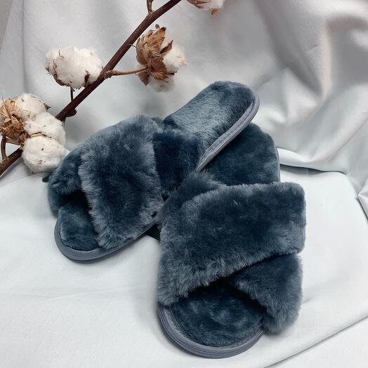Blue Matcha mouton slippers size 42