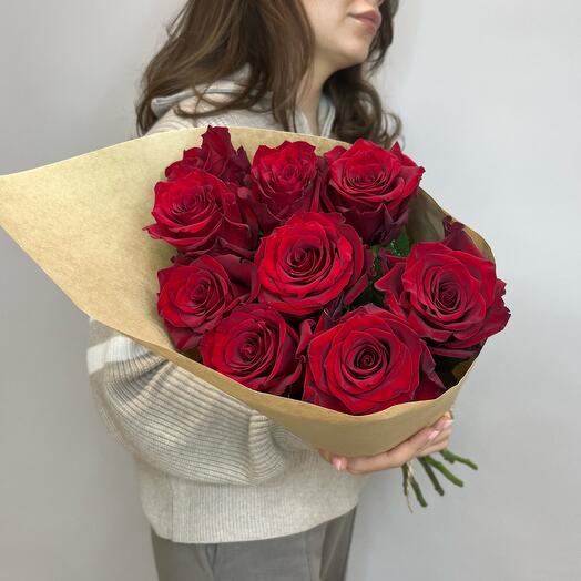 Ramo de 5 rosas rojas gigantes en artesanía
