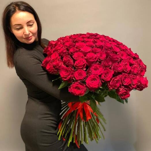 Букет красно бордовый 101 Роза