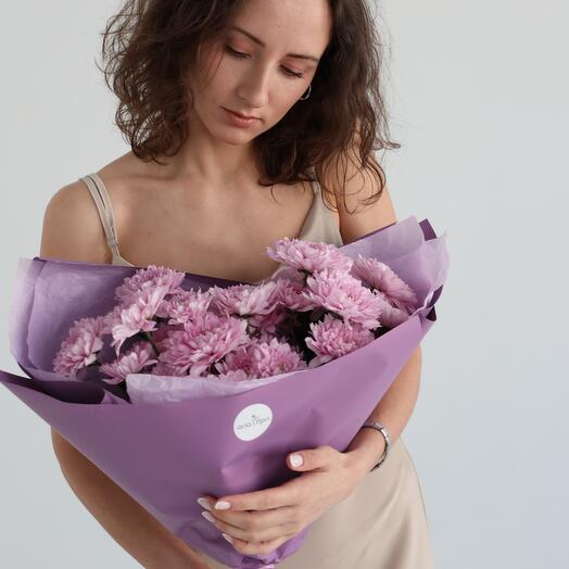 Bouquet of 5 lilac chrysanthemums