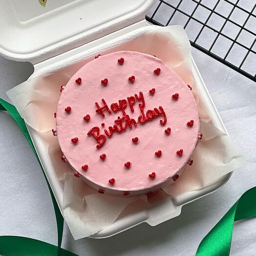 Бенто торт Happy Birthday с сердечками
