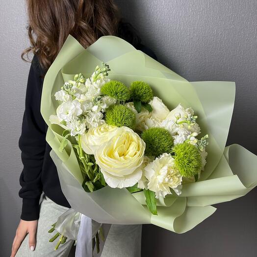 Букет Green Garden Роза диантус маттиола