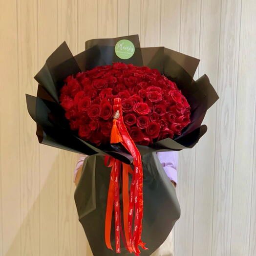 101 Black Beauty Red Rose Bouquet