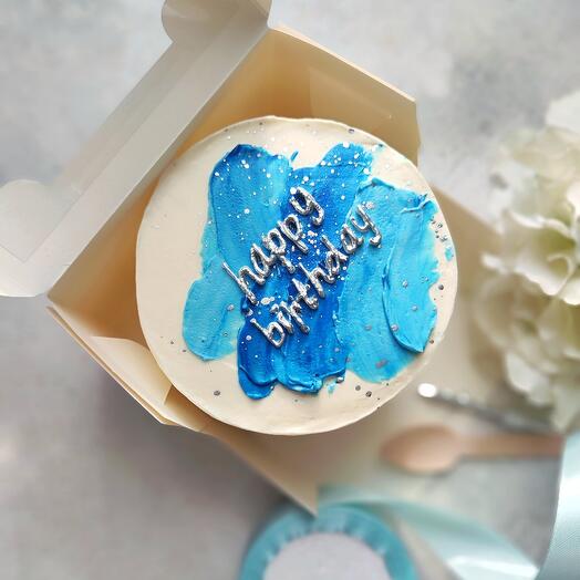 Бенто торт "Happy birthday" голубой