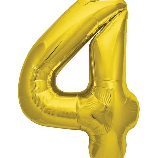 GOLD GIANT FOIL NUMBER BALLOON - 4
