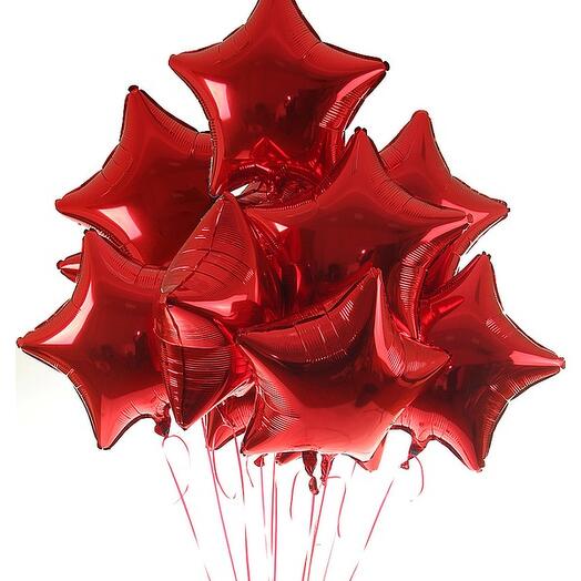 11 шаров с гелием красные звездочки