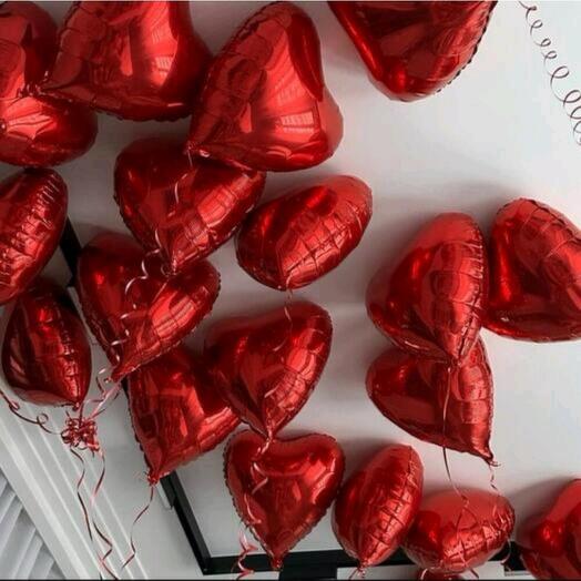 Шары под потолок, сердечко, шарики для любимой 19 шт