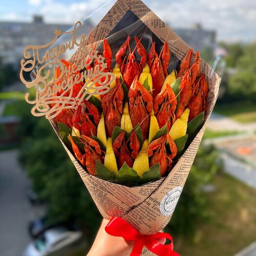 Съедобный мужской вкусный букет из раков, подарок на день рождение