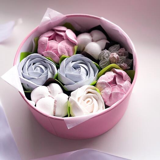 Зимний букет из натурального зефира/оригинальный подарок на Рождество/вкусный букет- сюрприз ручной работы