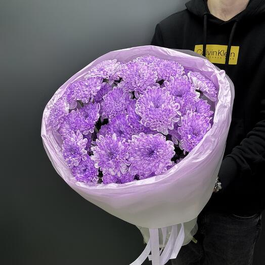 Букет из 5 сиреневых хризантем 💜