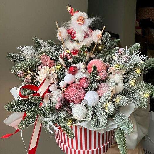 Новогодняя композиция из натурального лапника в подарочной коробке 🎅🌲