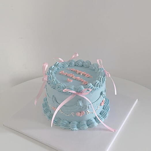 Vintage Blue Theme Birthday Cake