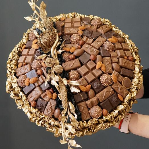 Сладкий букет из шоколадных конфет 🍫 «Шоколадное золото»