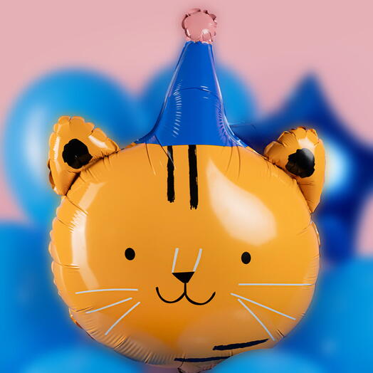 Шар гелий «ТИГРЕНОК В КОЛПАЧКЕ» фольгированный. Helium foil balloon LITTLE TIGER