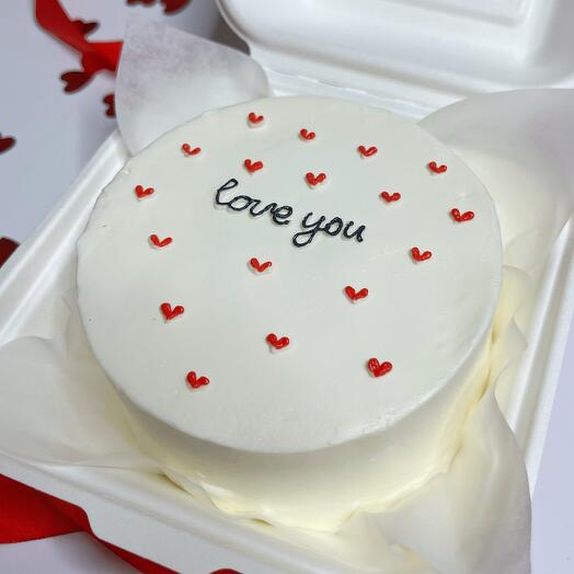 Бенто торт love you с сердечками.  в подарок,парню,девушке,мужу