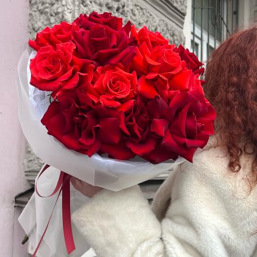 Букет «Два сердца» 15 французских роз