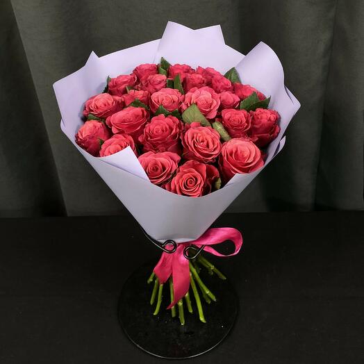 Bouquet of raspberry mini roses, Kenya, 40cm, 25pcs
