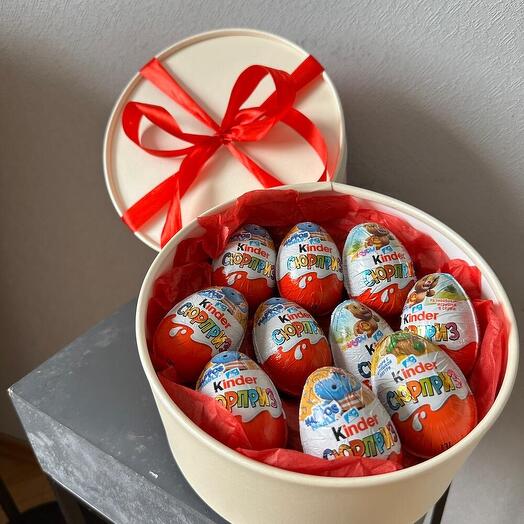 A box of kinder surprise chocolate eggs