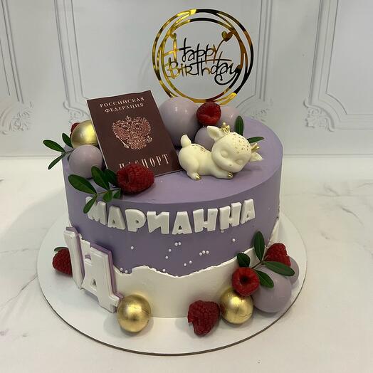 Заказать торт с паспортом на 14 лет для девочки в СПб | Flowwow