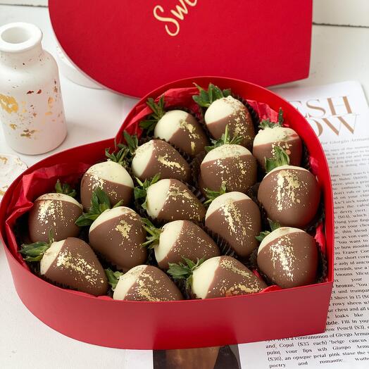 Fresa en chocolate en chocolate doble Caja corazón regalo 🎁