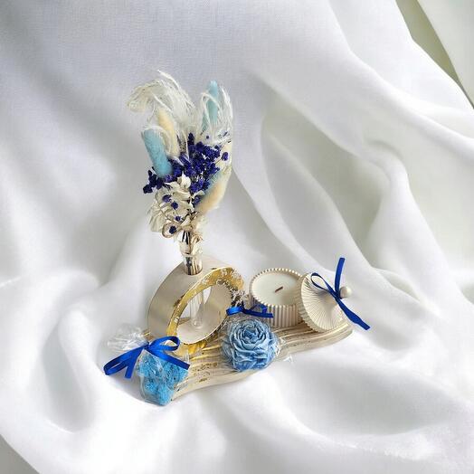 Декоративный подарочный набор с сухоцветами (синий)